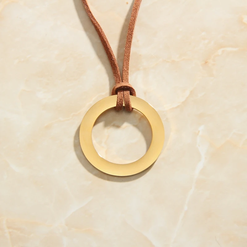SOMMAR Hot New 18KGP Gold plated necklaces & pendants Bohemian Minimalist Leather Rope Ring Collar collar Women jewelry