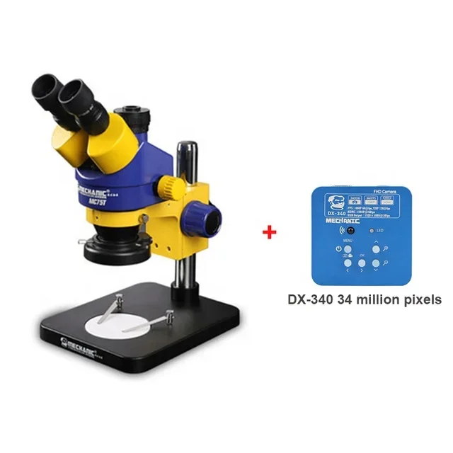 Mechanic MC75T 7-45X Trinocular Stereo Zoom Digital Microscope DX-340 3400W pixels 1080P HD camera