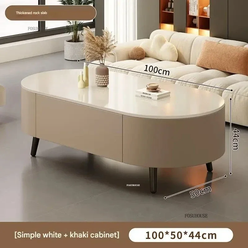 Modern Rock Board Coffee Table Living Room Floor Oval Organizer Side Table Living Room Furniture Funky Relaxing Tea Table
