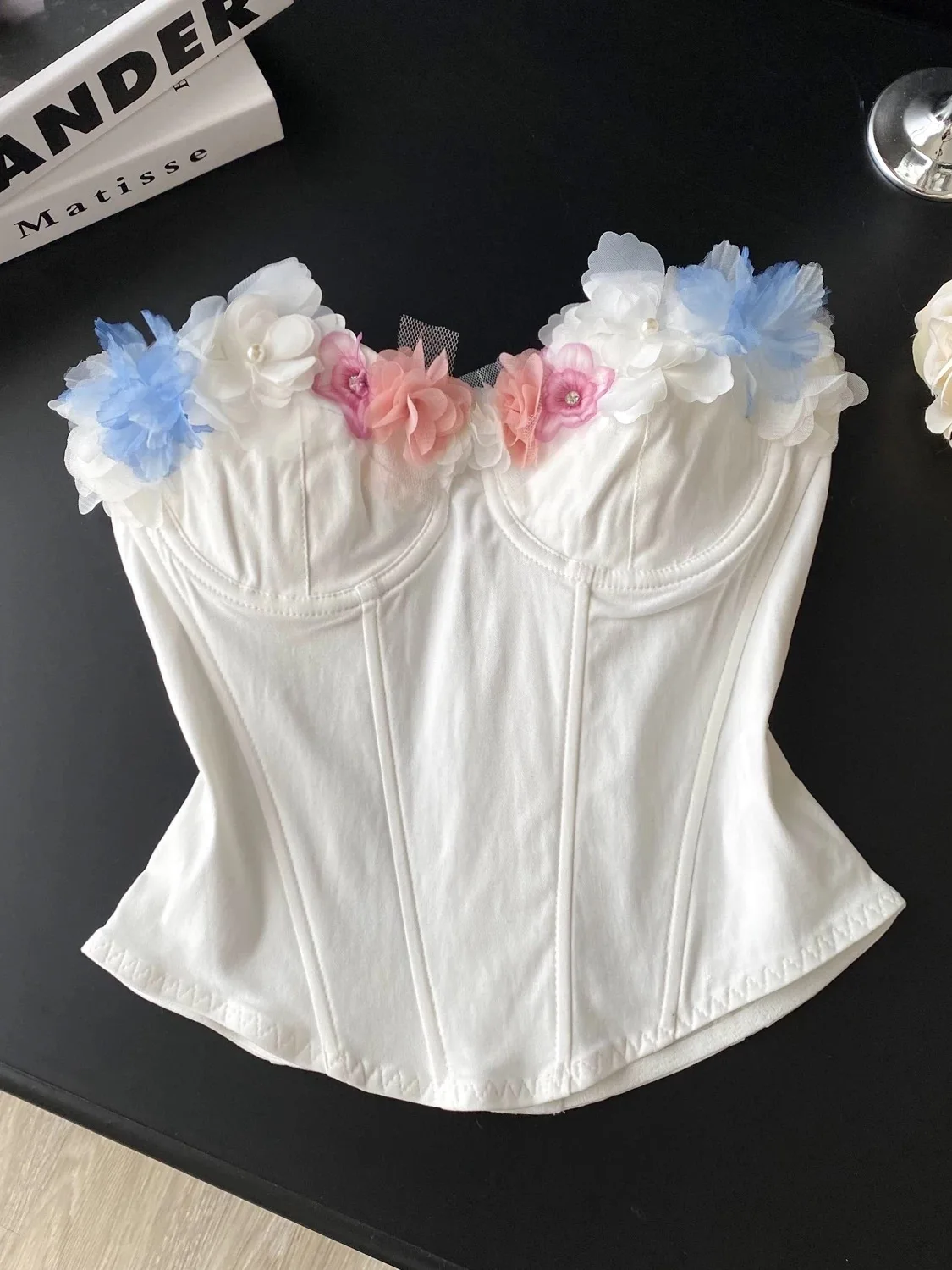 

Exquisite French 3D floral corset, sweet, elegant and romantic slimming corset, perfect for weddings and evening parties