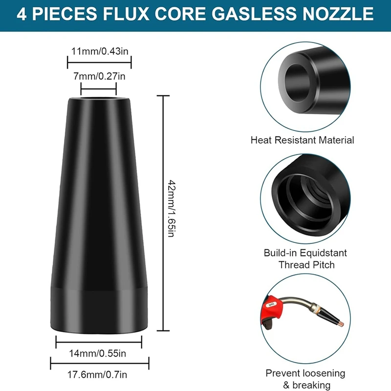 50PCS Flux Core Kit di punte per ugelli senza Gas KP1939-1, 0.030In e 0.035In punte di contatto diffusori a Gas accessorio per pistola per saldatura Mig