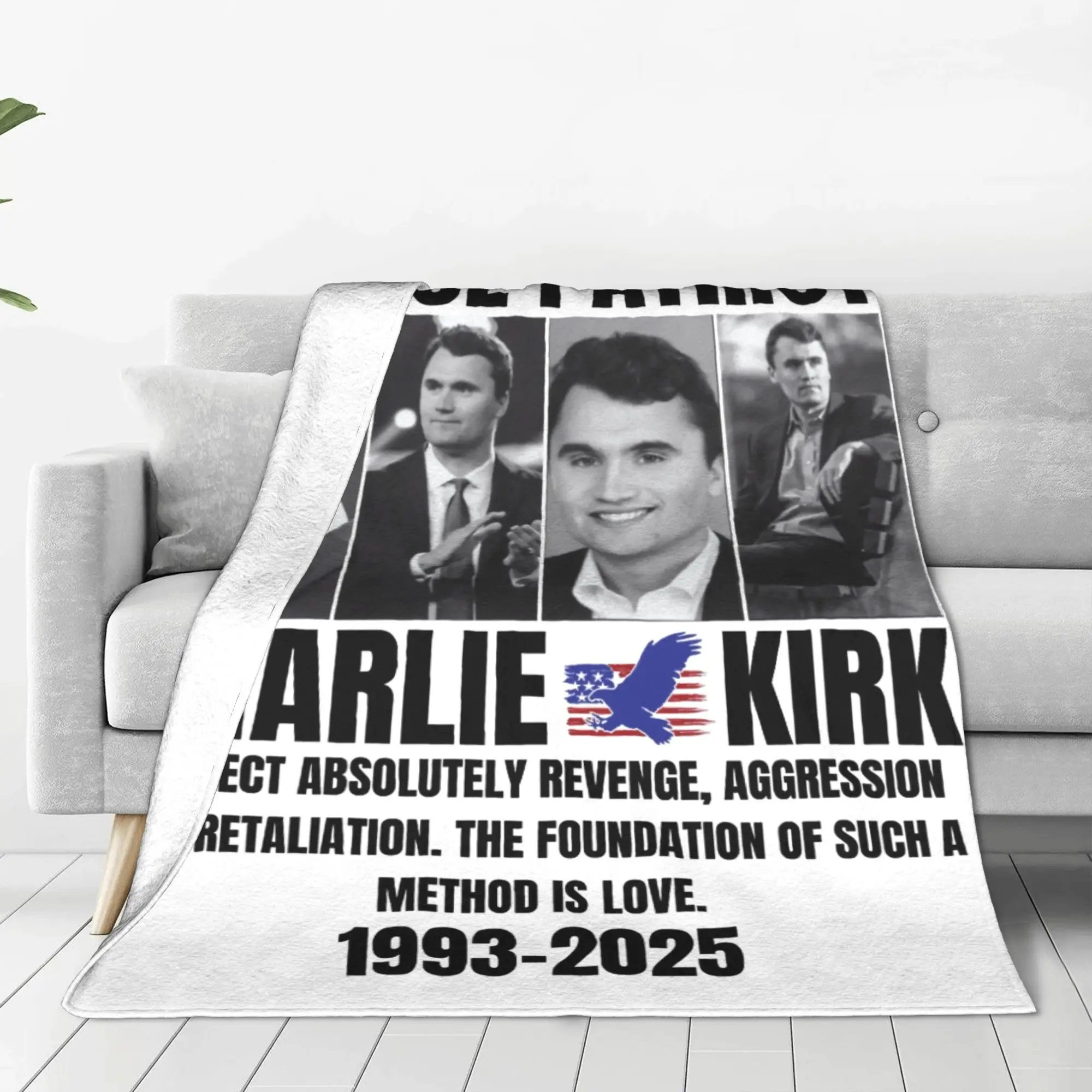 Charlie Kirk A true Patriot Rest In Peace Support Tribute Throw Blanket  Flannel Bedspread For Outdoor Novelty Sofa Bed Cover