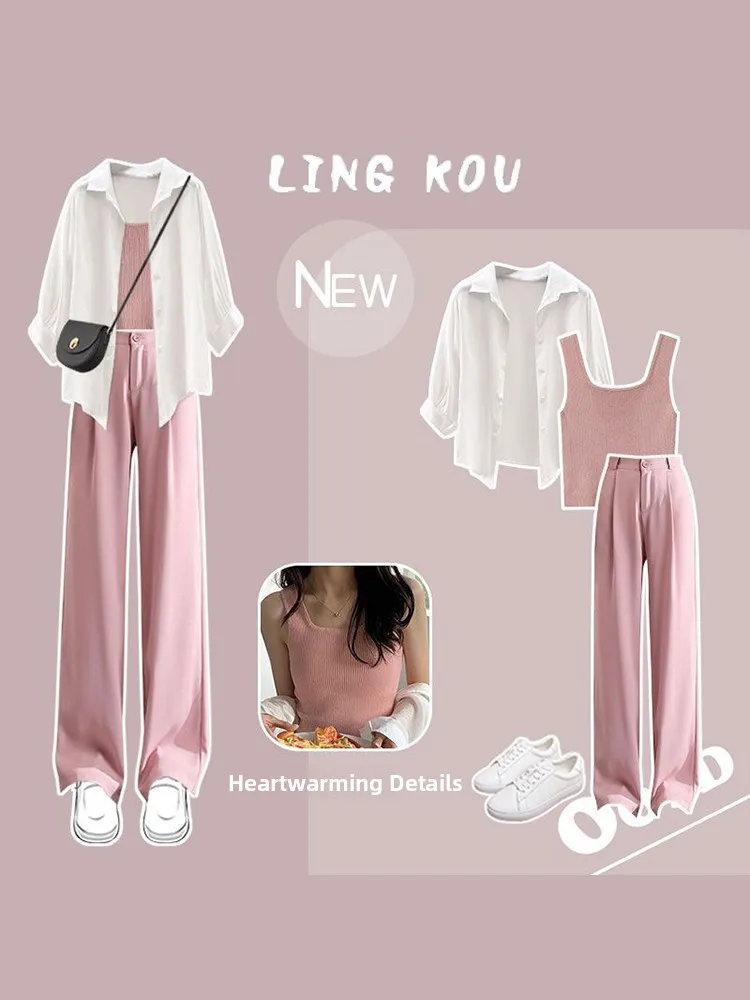 

Elegant Summer Three-Piece Set Women's Professional Fashion Vintage Style Vivacious Age-Defying Korean Drama High-End Feel