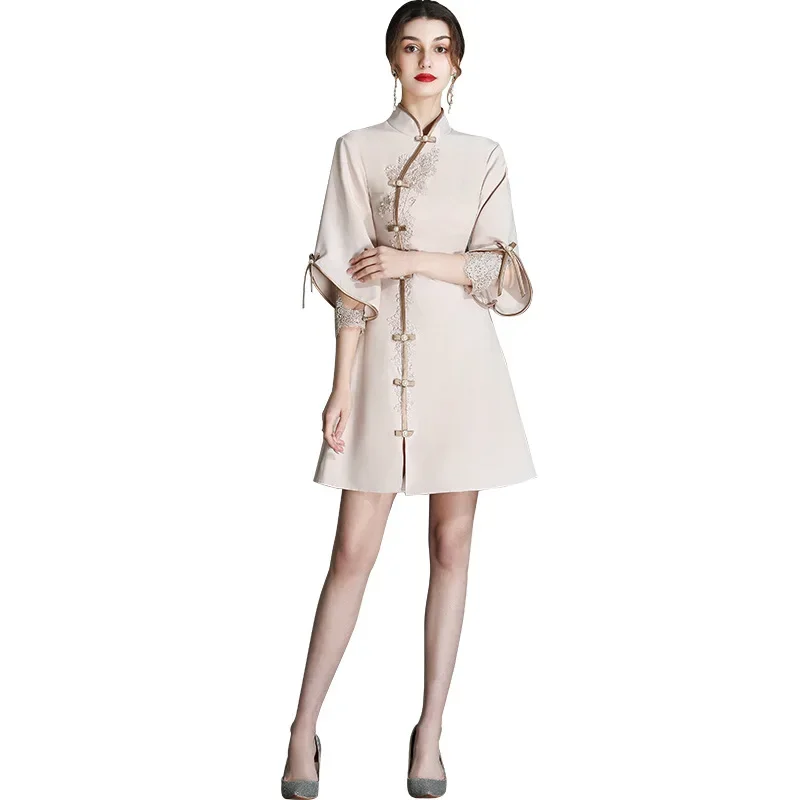 فستان تشيباو صيني تقليدي للنساء ، شيونغسام دانتيل عتيق ، ملابس حفل زفاف أنيقة مثيرة ، الخريف