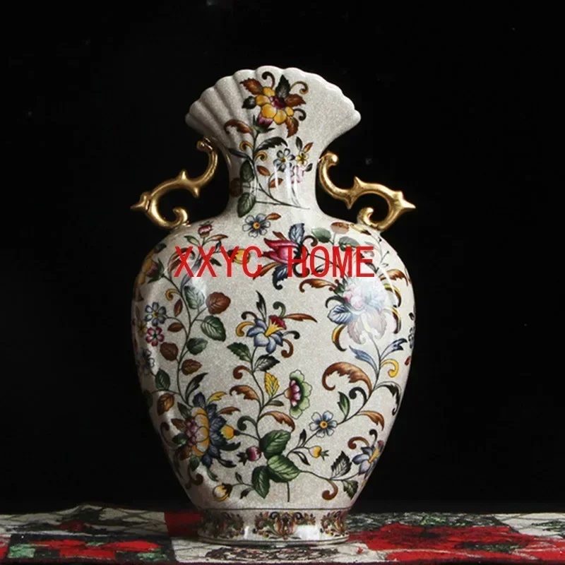 European Double Ear Vase Porcelain Antique Home Decoration Classical American Ornament New Chinese Porcelains ceramic