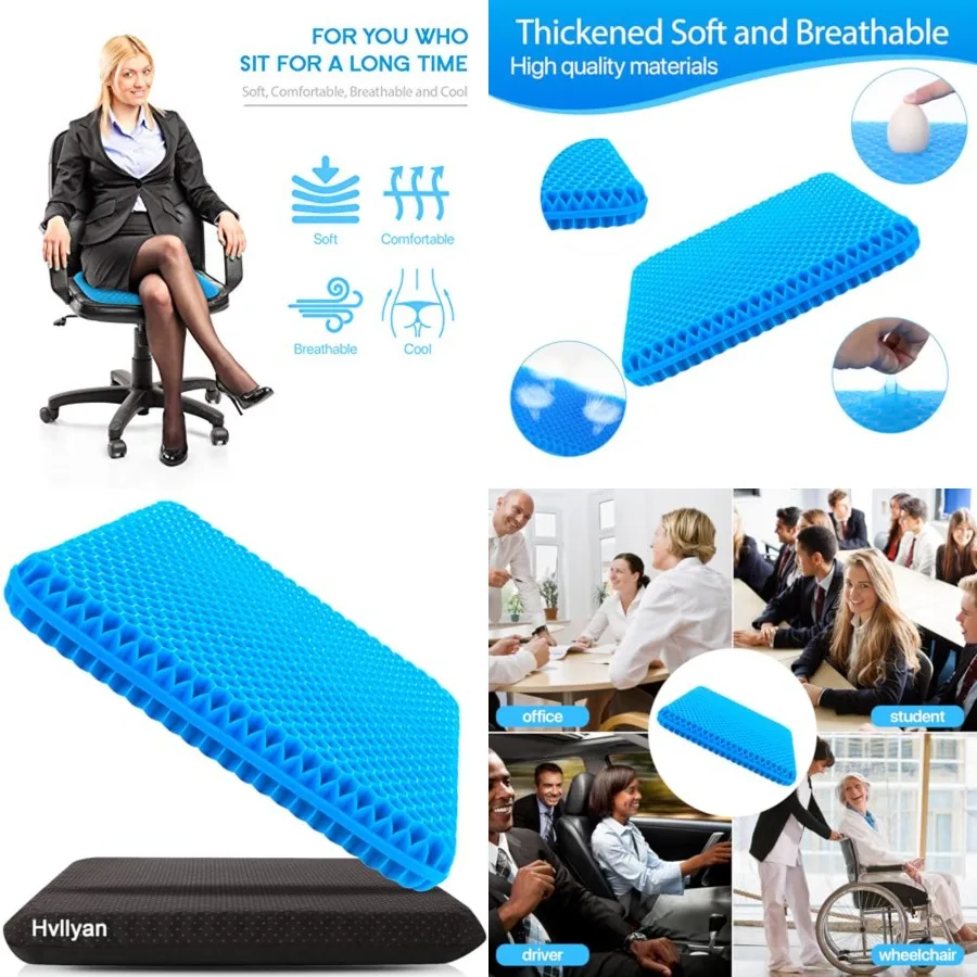 

Gel Seat Cushion for Long Sitting Thick Extra Large,Gel Cushion for Wheelchair Soft, Chair Cushion, Car Seat Cushion Breathable
