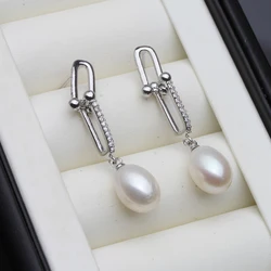 Wedding 925 Silver Drop Pearls Earring For Women,Natural Real Freshwater Pearl Earrings Korea Jewelry Customised Fine Gift