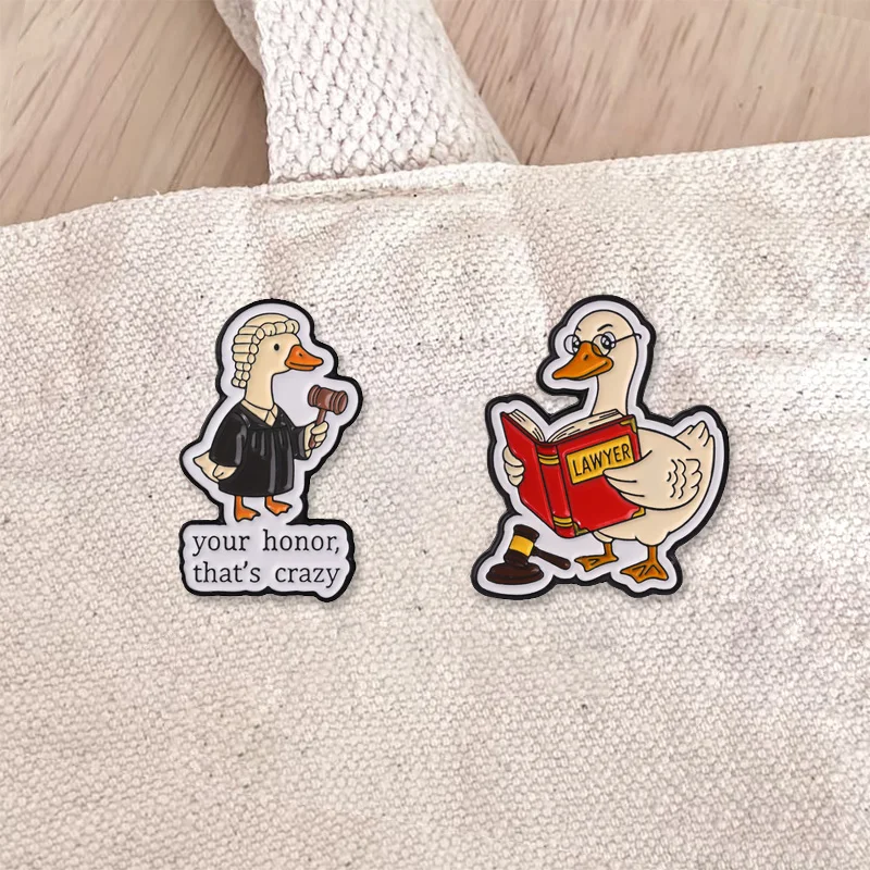 Your Honor That's Crazy Enamel Badges Lawyer Judge Duck  Funny Legal Meme Metal Brooches Lapel Pin Set Gift For Friends