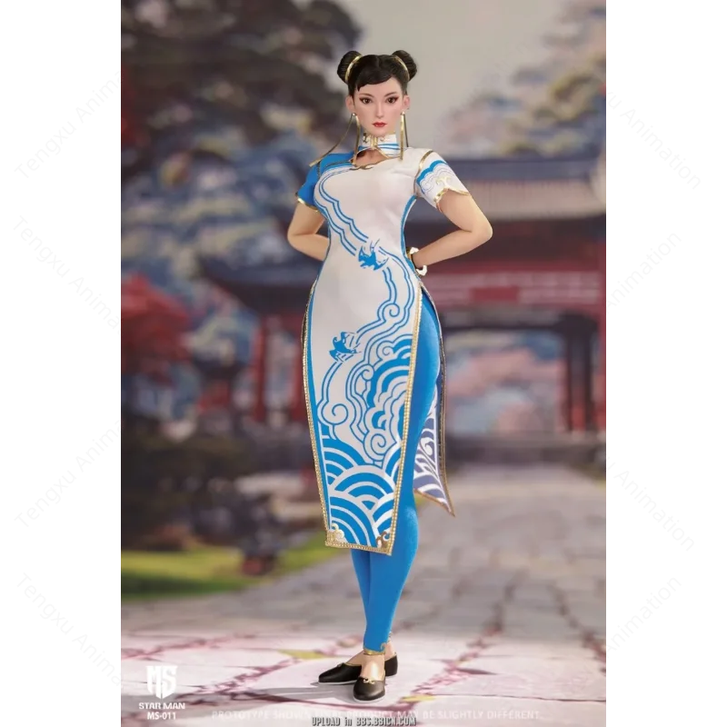 【즉시 배송】스타맨 MS-011 춘리 MS 011 여성 전투기 1/6 조절 가능한 눈 액션 피규어 장난감 수집품