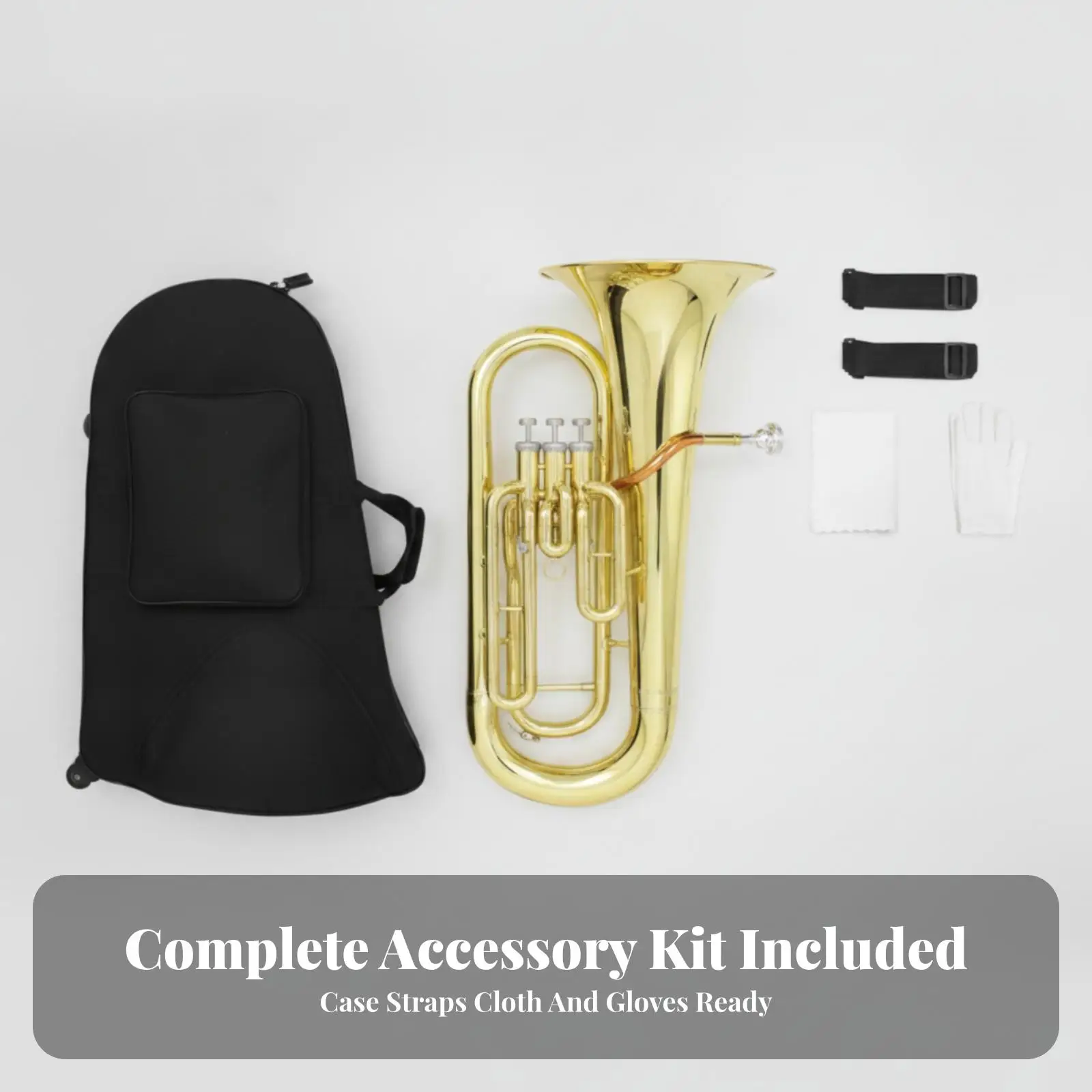 Pre-Assembled Bb Euphonium | Upright Piston Valves, Polished Gold Finish, B♭ Euphonium, for Concert Bands