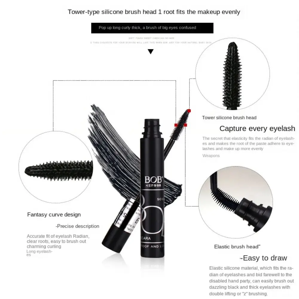 3D Slender Eyelash Mascara Non-smudge Waterproof Eyelashes Lengthening Mascara Long Lasting Thick Black Eyelashes Extension