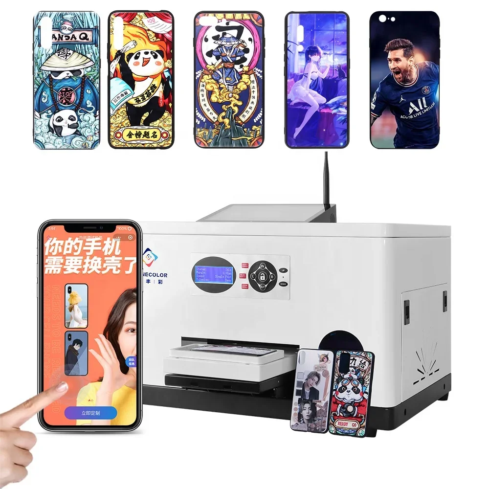 Mobile Phone Case Printer Wifi APP Online Custom Mobile Cover UV Printer For Iphone, Samsung, Hu awei, Xia omi All Brand