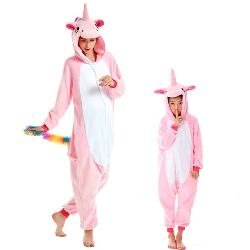 Qq38Unicornio Unisex invierno lindo Panda oso cerdo Onesies mujeres ropa de dormir disfraces de Anime adultos pijamas de franela