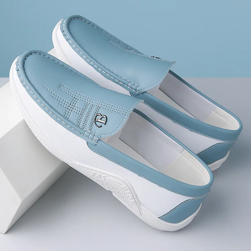 Men Cow Leather Casual Shoes Breathable White Sneakers Fashion Driving Walking Tennis Shoes for Male Flats Luxury Designer Shoes - Image 2