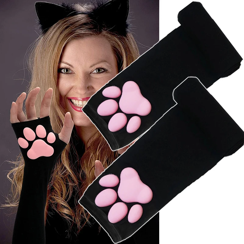 3D Cat Paw Arm Sleeves Cover Women Sports Running UV Sun Protection Gloves Outdoor Fishing Cycling Sleeves for Hide Tattoos