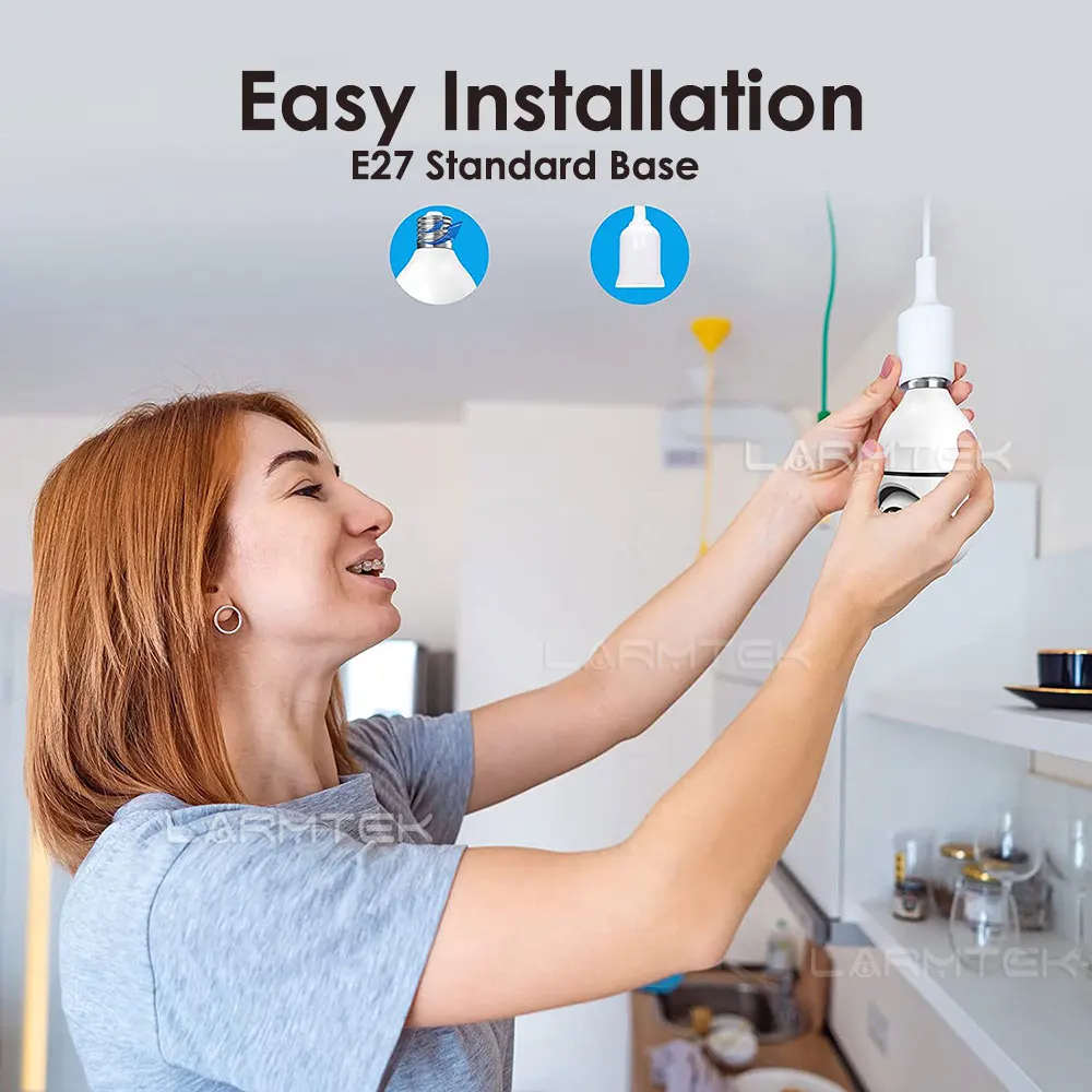 3MP E27 Bulb Camera WiFi Baby Monitor 1/2/3 Pcs Auto Tracking Indoor Video Surveillance Home Security Cam Floodlight Carecam