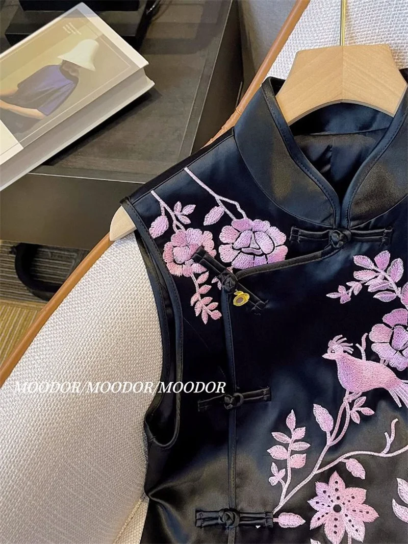 Vests for Women Women  vest New Chinese Style High-grade Vest with Buckle Embroidery Coat for Women in Summer and Tang Dynasties