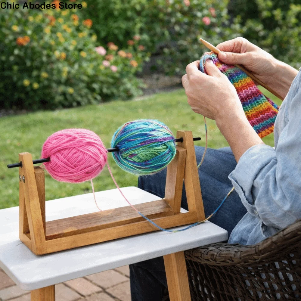 

Stable Rack Rotating Wool Storage Rack Detachable Frame Wooden Yarn Ball Stand Handmade Yarn Spinner Holder Home Use