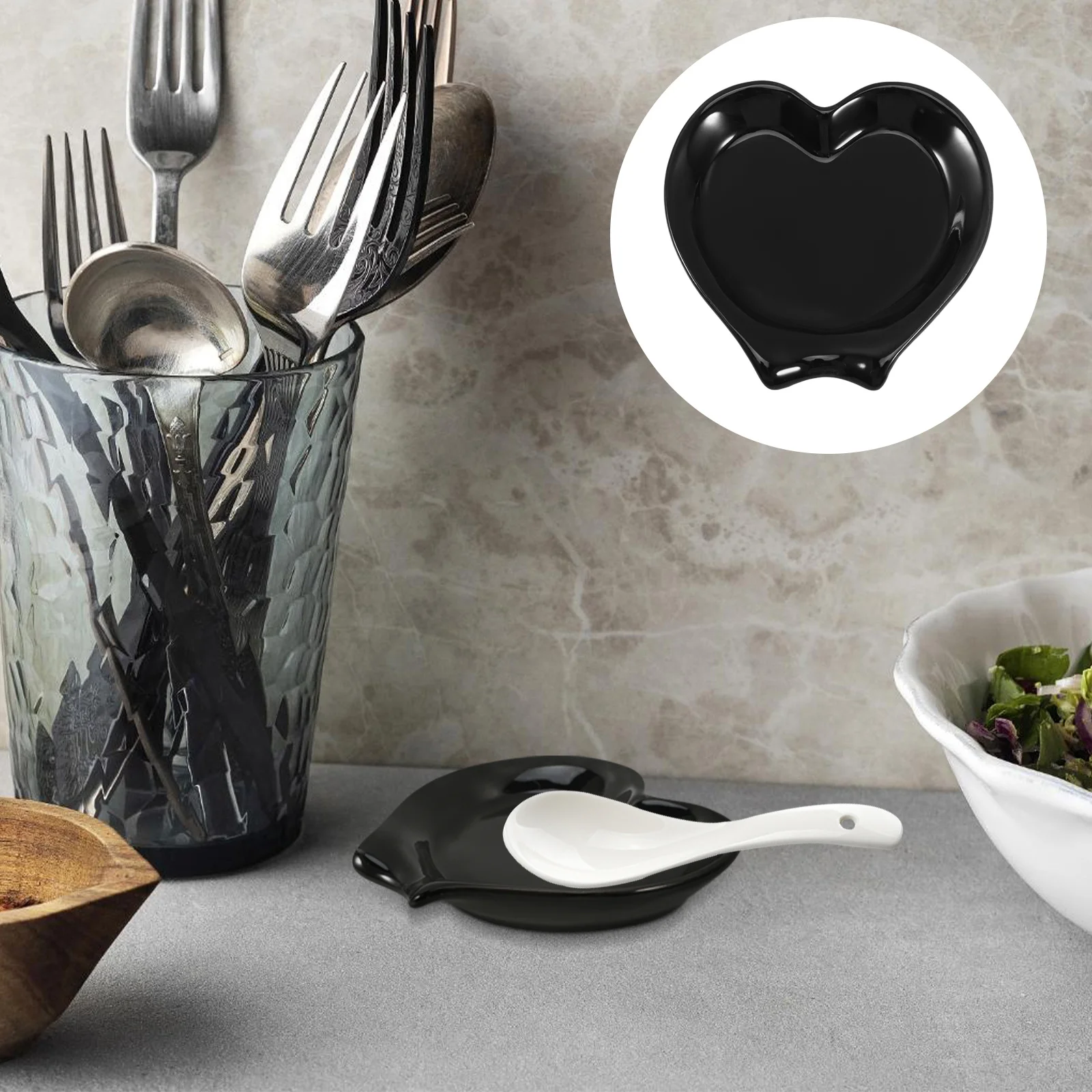 

Spoon Rest for Kitchen Counter Ceramic Utensil Holder Stovetop Ladle Rest Reusable Heat Resistant Cooking Tool Organizer
