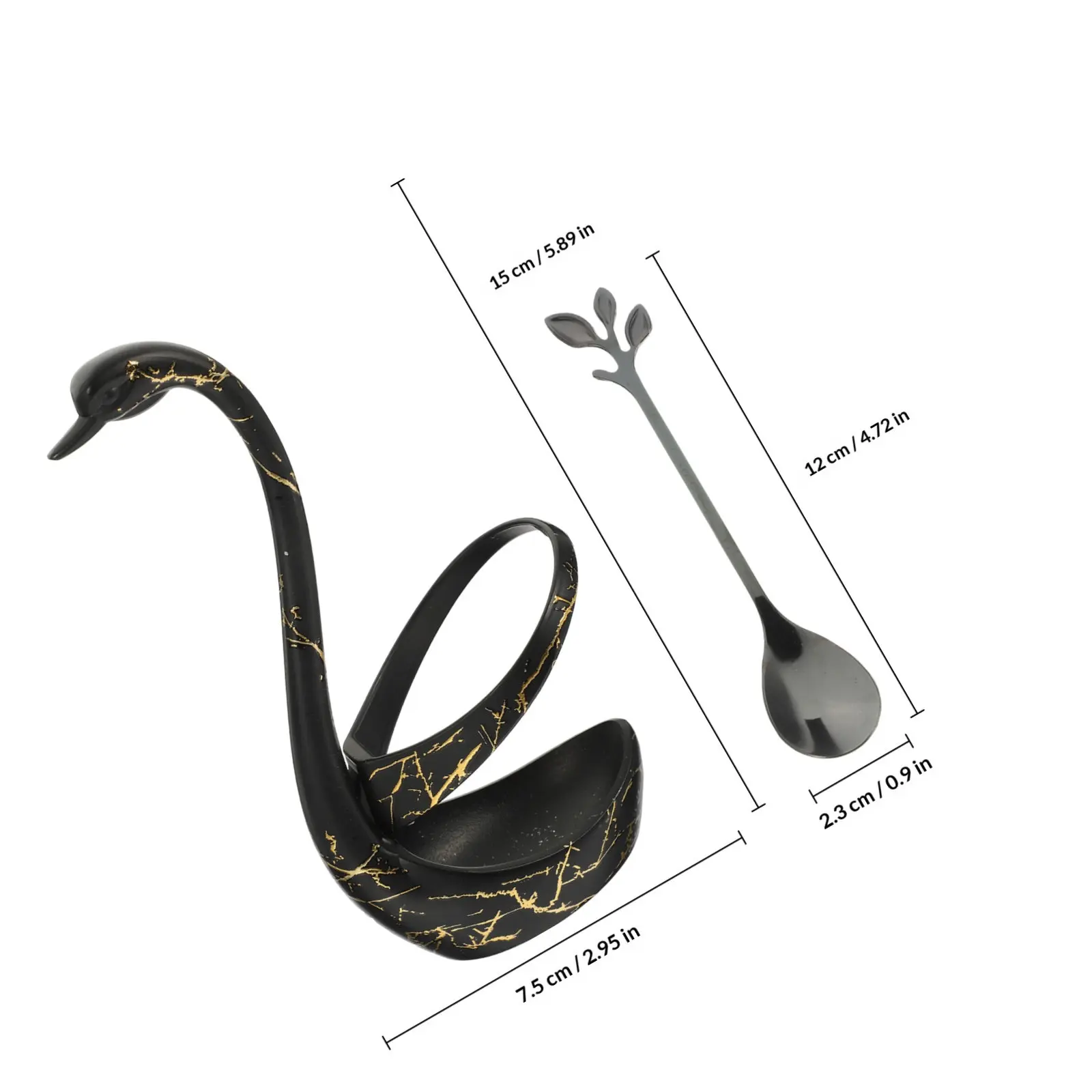 1Set High Grade Stainless Steel Fruit Fork Coffee Spoon Set Swan Shaped Stand Thickened Base Elegant Table Decor Dessert Serving