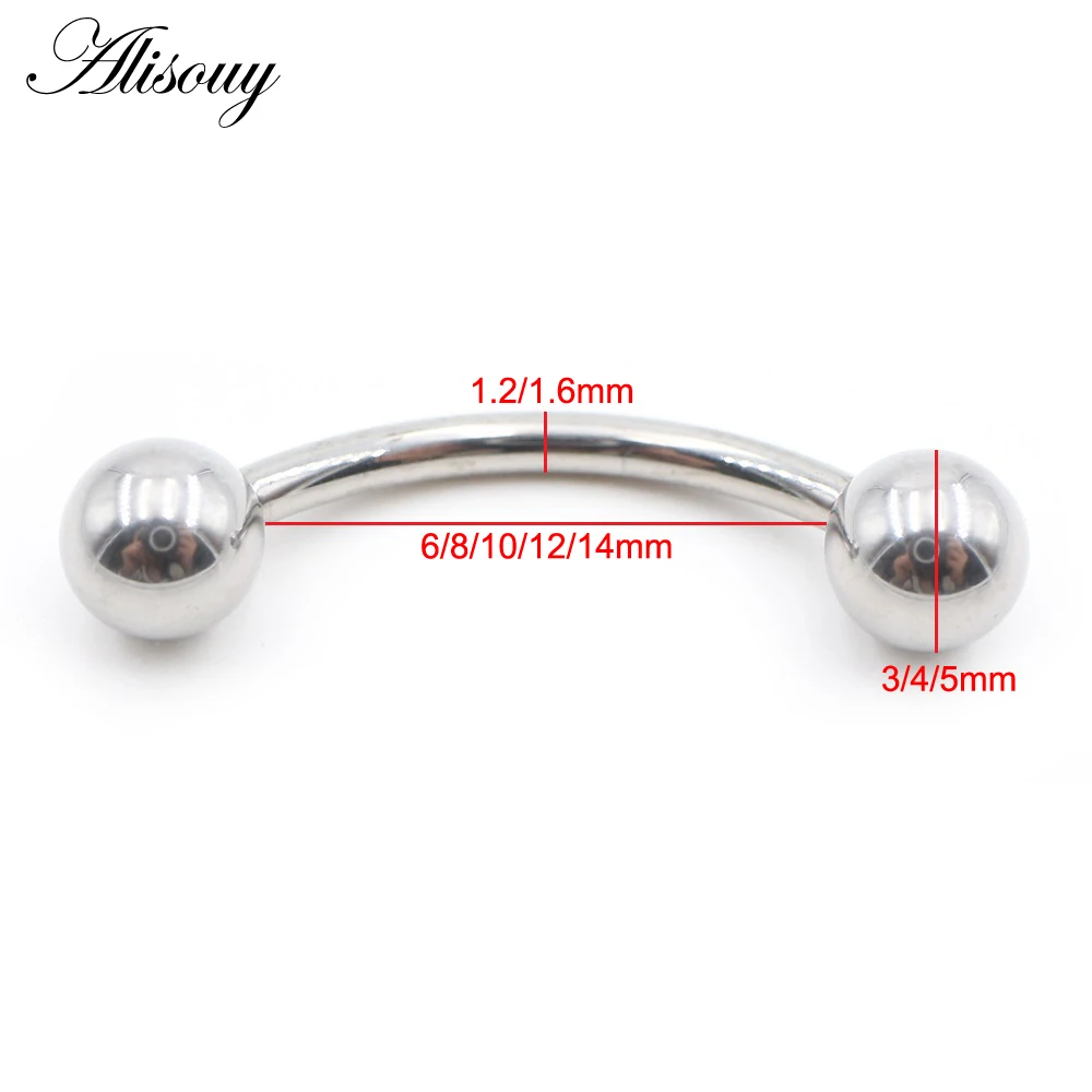 Internally Thread Titanium Ball Eyebrow Curved Tongue Ring