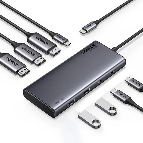 UGREEN Triple Display USB C HUB 10Gbps 4K HDMI Adapter 8-in-1 Splitter…