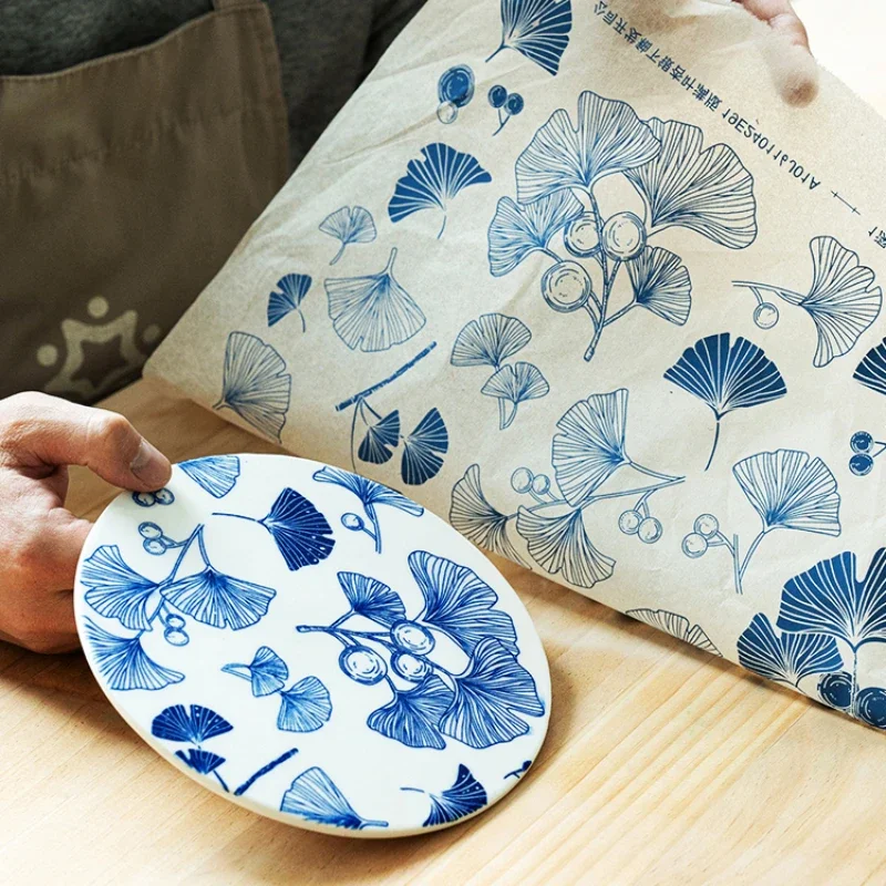 1 hoja de papel de transferencia de arcilla cerámica, papel de flores bajo vidriado, herramienta para colorear calcomanía tradicional Jingdezhen de alta temperatura