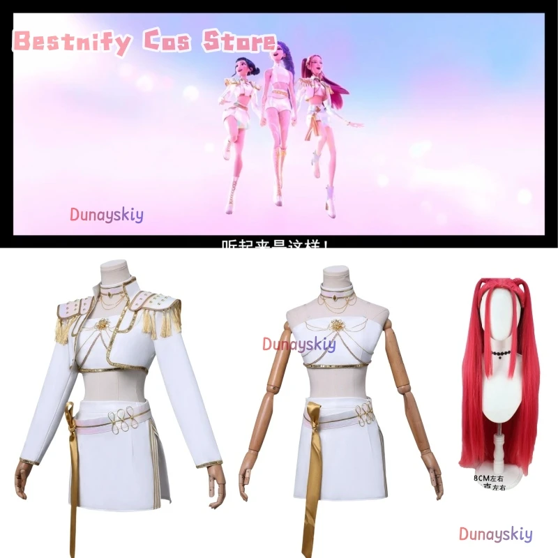 

Аниме Kpop Охотник на демонов Косплей Костюм Huntrix Mira Белый костюм Корейская волна Суперзвезда Идол Хэллоуин Карнавальные комплекты для выступлений