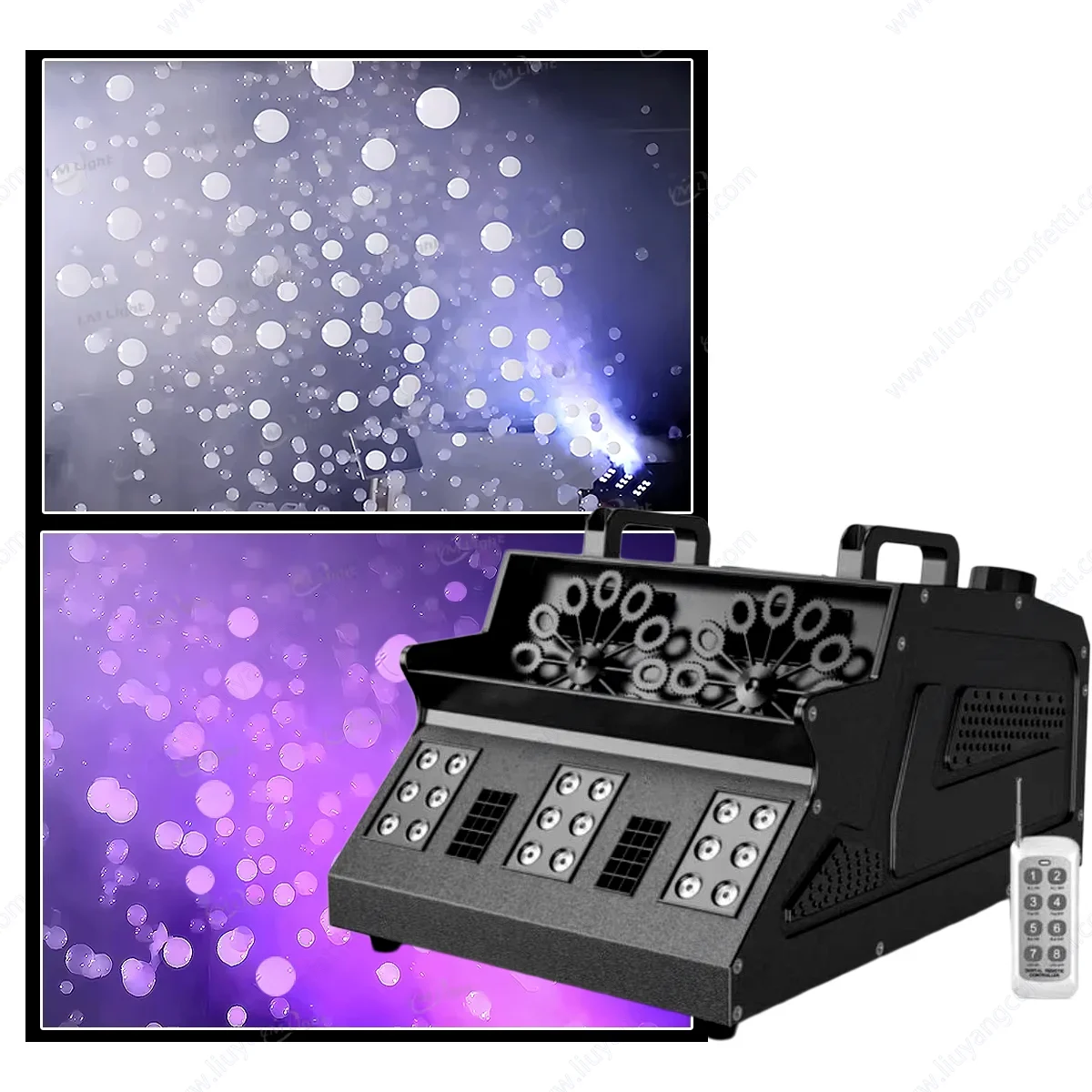 DMX Bubble Fogger Stage Light For DJ Halloween Party Wedding 1500W Smoke Bubble Machine 8 RGB 3IN1 LED Bubble Fog Machine
