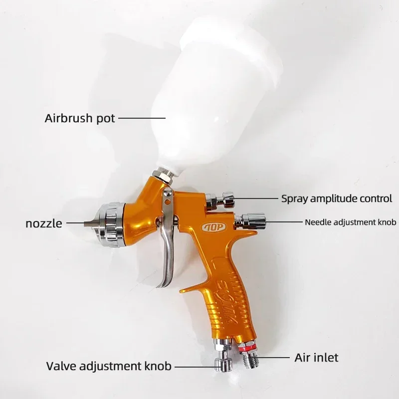

DNMK Spray Gun 1.3mm Nozzle Glod With Mixing Cup Water Based Air Spray Gun Airbrush For Automotive Maintenance Painting tools