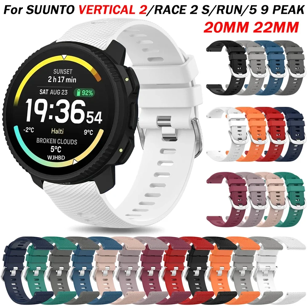 Correa de repuesto de 22/20 mm para SUUNTO VERTICAL 2, correa de silicona para reloj, modelos RACE 2, S/RUN, OCEAN, 5, 9, PEAK PRO, SUUNTO 3, pulseras para hombres y mujeres.
