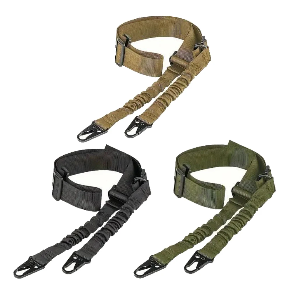 Two Point Tactical Rifle Sling Elastic Bungee Gun Sling Adjustable Nylon Webbing for Hunting Airsoft Rifle Shotgun