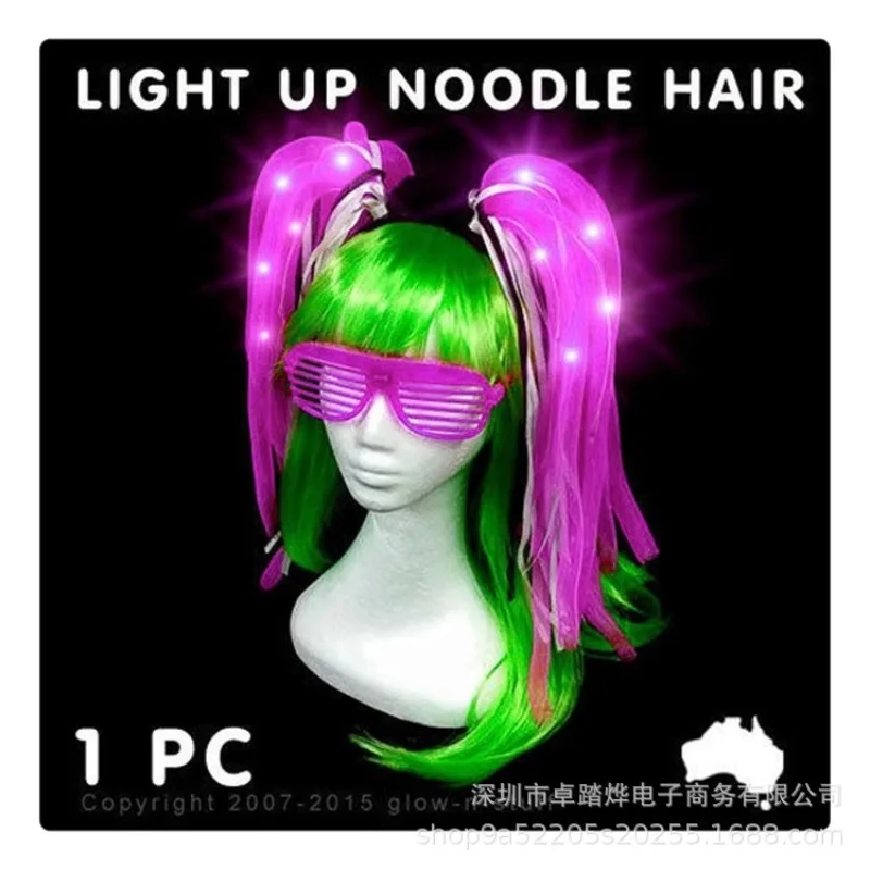 

LED Light Up Noodle Headband Party Rave Wear Women Hair Luminous Glow Wig Hairband Nightclub DJ Dancer Accessories Neon Cosplay