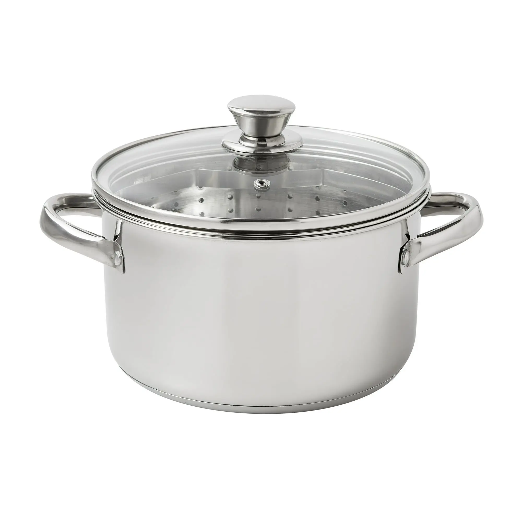 4-Quart Steamer Pot with Glass Lid, Induction Compatible, Dishwasher Safe, Veggies, Fish