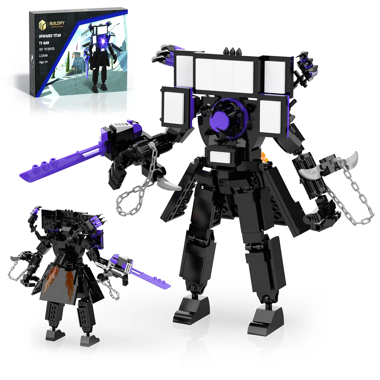 

Skibidi Toilet Upgraded Figure TV Man Конструкторы, 396 шт., Harryantuan TV Man Boss Titan Merch, подарки на день рождения, Рождественские игрушки