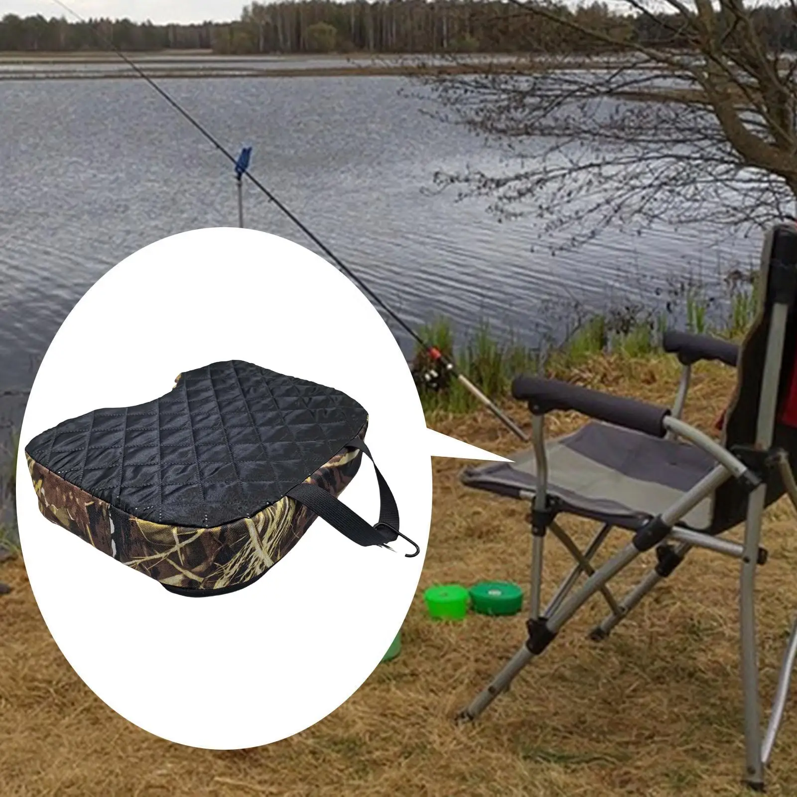 

Hunting Seat Cushion Pad with Carabiner Oxford Cloth Sit Mat Camping Cushion for Outdoor Patio Playground Camping Backpacking