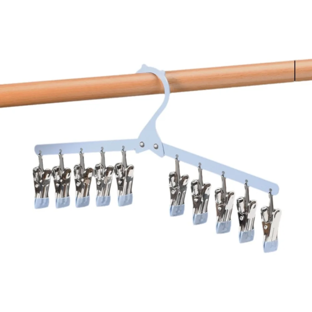 

Windproof Folding Clothes Drying Rack Portable 10 Clips Sock Drying Rack Non-Slip Rustproof Sock Laundry Airer Travel Use