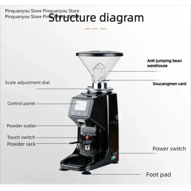 Fully Automatic Dosing Coffee Bean Grinder 220V Italian Style Parallel Flat Burr Electric Coffee Mill for Home Cafe Commercial E