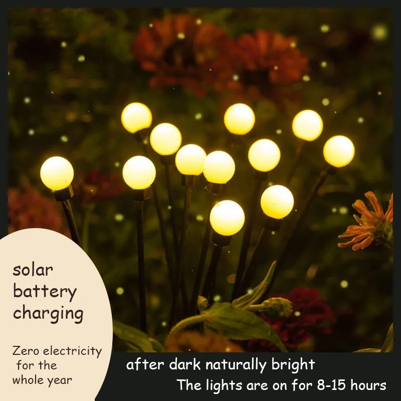 6/8/10 LED Solar Lights  for Garden Path Landscape Countryside Patio Decoration Firefly Lights Outdoor Waterproof Lawn Lamps