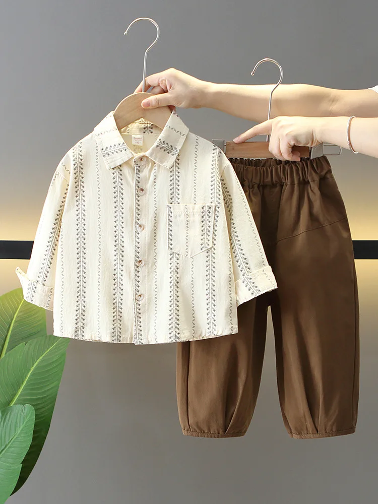 Big Boy Clothes Suit Children's Knitted Cardigan+Shirt+Pants 3-Piece Set Spring Autumn Casual Comfort Kids Outfit for 1-6 Year