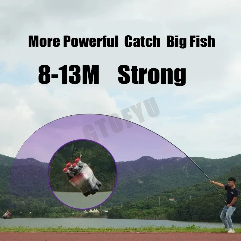 8M-13M Ultra-long Hand Pole Carbon Fiber Telescopic Fishing Rod Portable Fishing Tenkara Rod Full Kit Fishing Pole All Waters