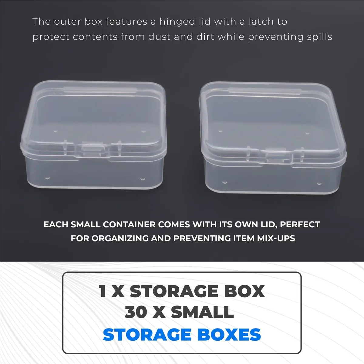 Final~~Bead Organizer Box, A Large Transparent Box with 30PCS Small Clear Plastic Storage Containers,Portable Craft Storage Box