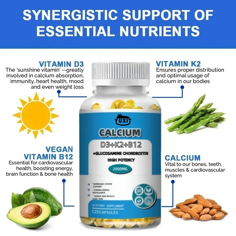 วิตามินมังสวิรัติ D3 Plus พร้อมแมกนีเซียม, B12, K2- อาหารที่มีประสิทธิภาพสนับสนุนภูมิคุ้มกัน, สุขภาพกระดูกและสมดุลทางอารมณ์