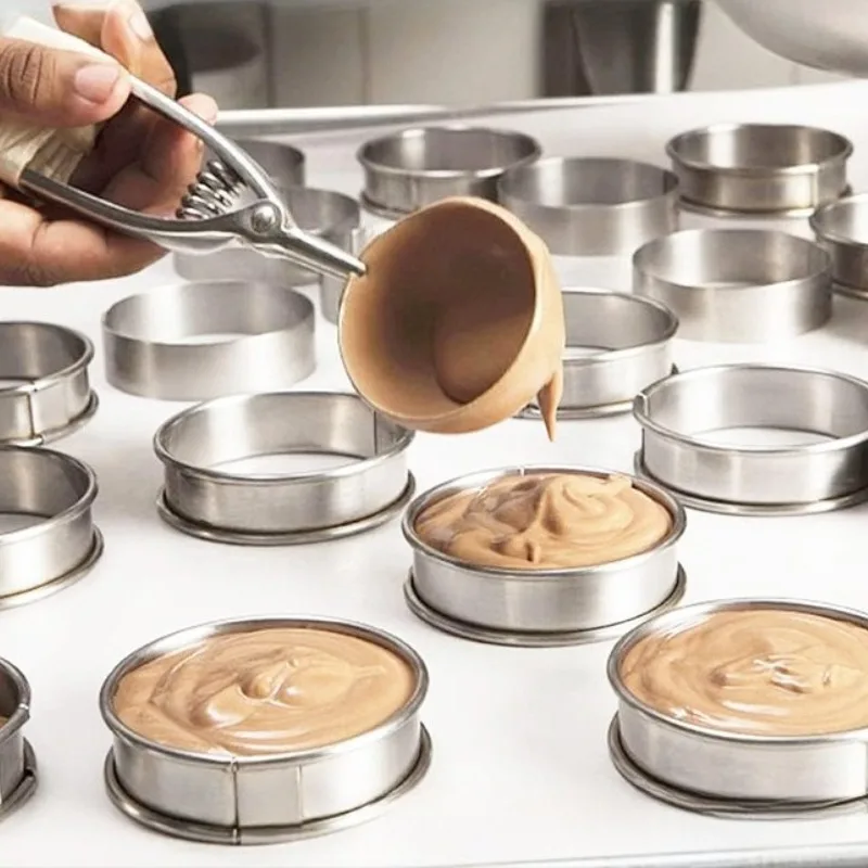 2pcs Stainless Steel Double Rolled Baking Circle Tart Ring Fruit Pie Cake Cookie Molds  for Kitchen Biscuit Pastry