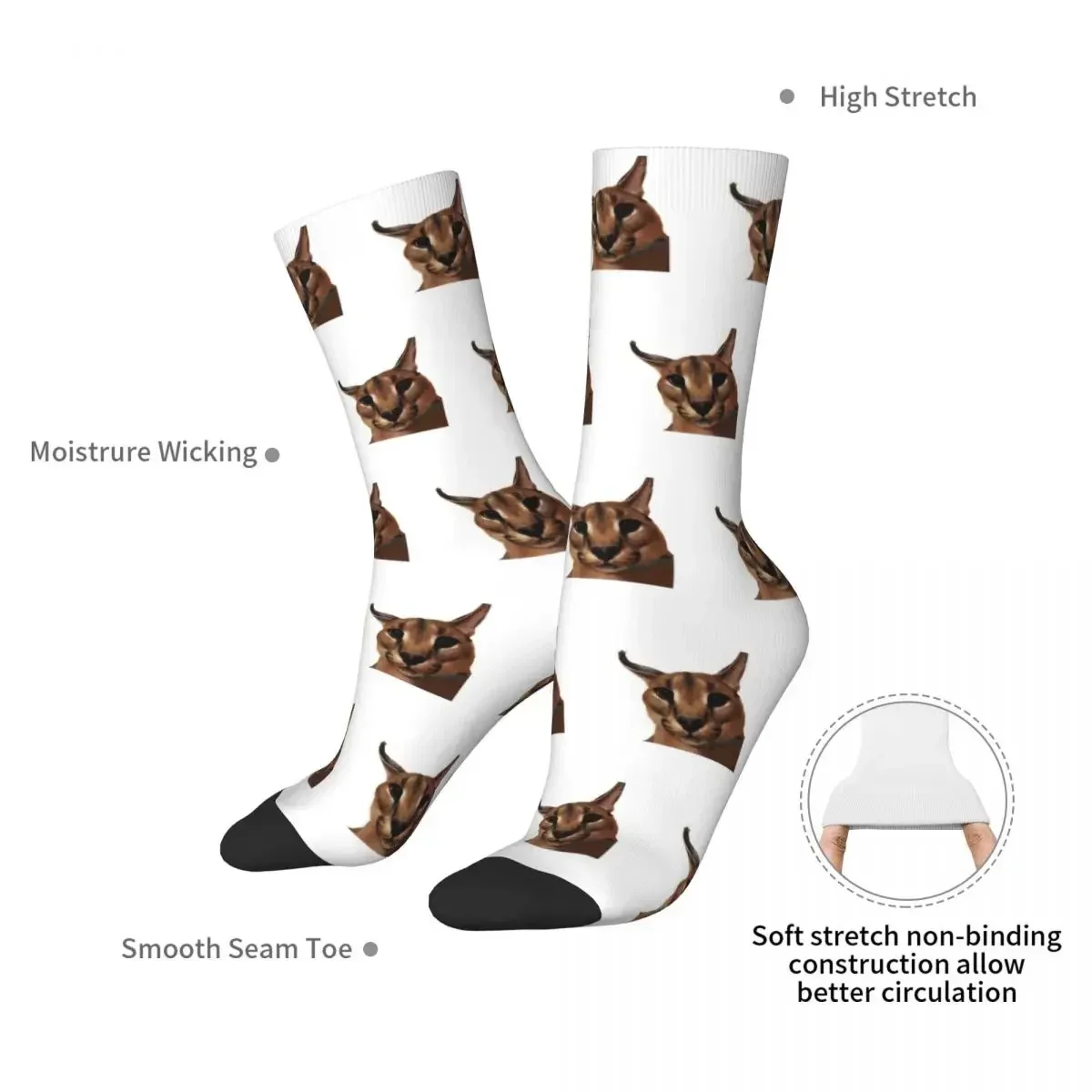 Big Floppa Animal Cat Socks Harajuku High Quality Stockings All Season Long Socks Accessories for Man's Woman's Birthday Present