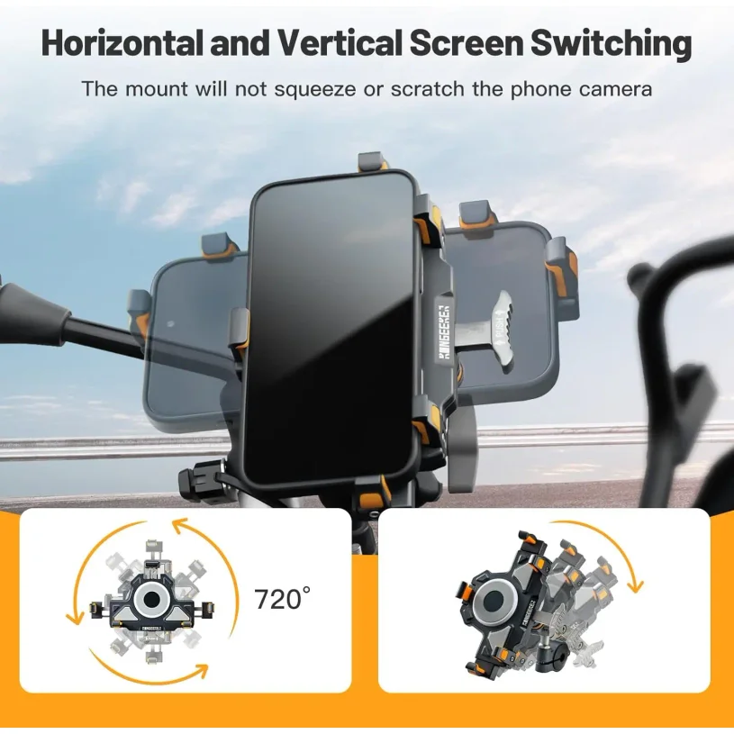 Universal Motorcycle Phone Holder Alloy Anti-Shake 360° Adjustable Motos Bike Navigation Bracket Metal Motorcycles Accessory