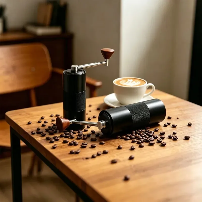 STLF Portable folding adjustable mini camping manual coffee grinder stainless steel hand crank eco-friendly 25g capacity