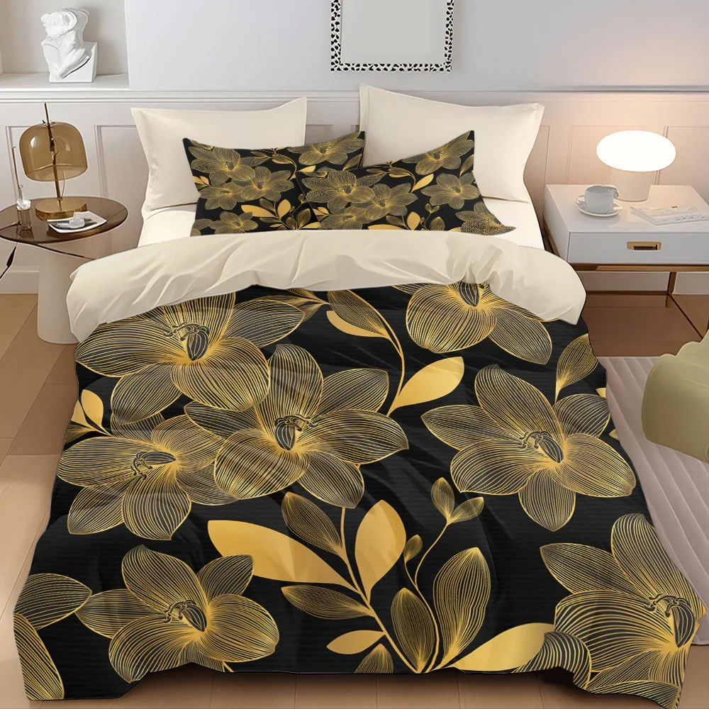 

3pcs Blue Flowers Printed Quilt Set- Includes 1 Quilt Cover and 2 Pillow Cover (without Filler)