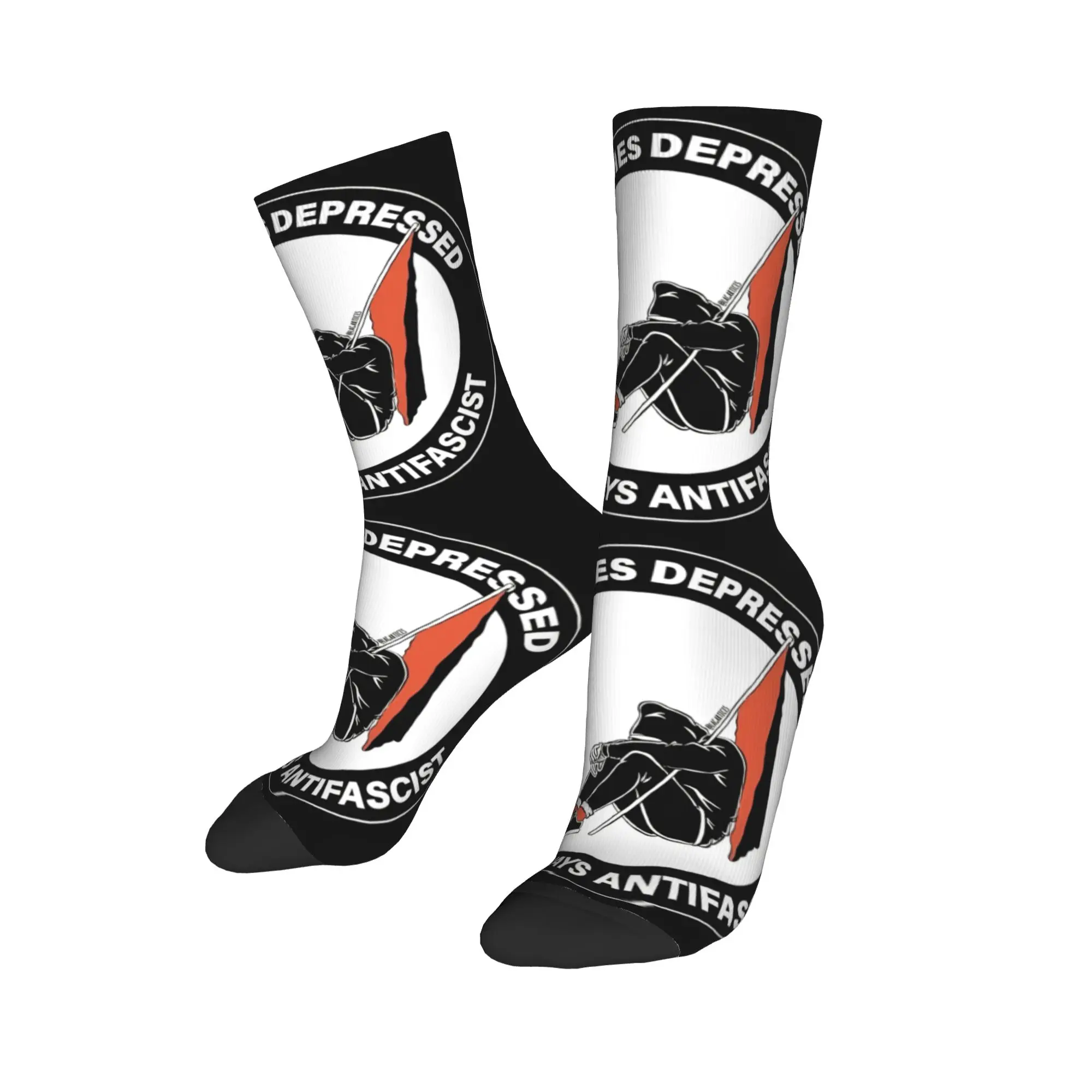 Antifascistische actiesokken Grafische kousen Antislip volwassenen Herensokken Kwaliteit Winter Trendy hardloopsportsokken