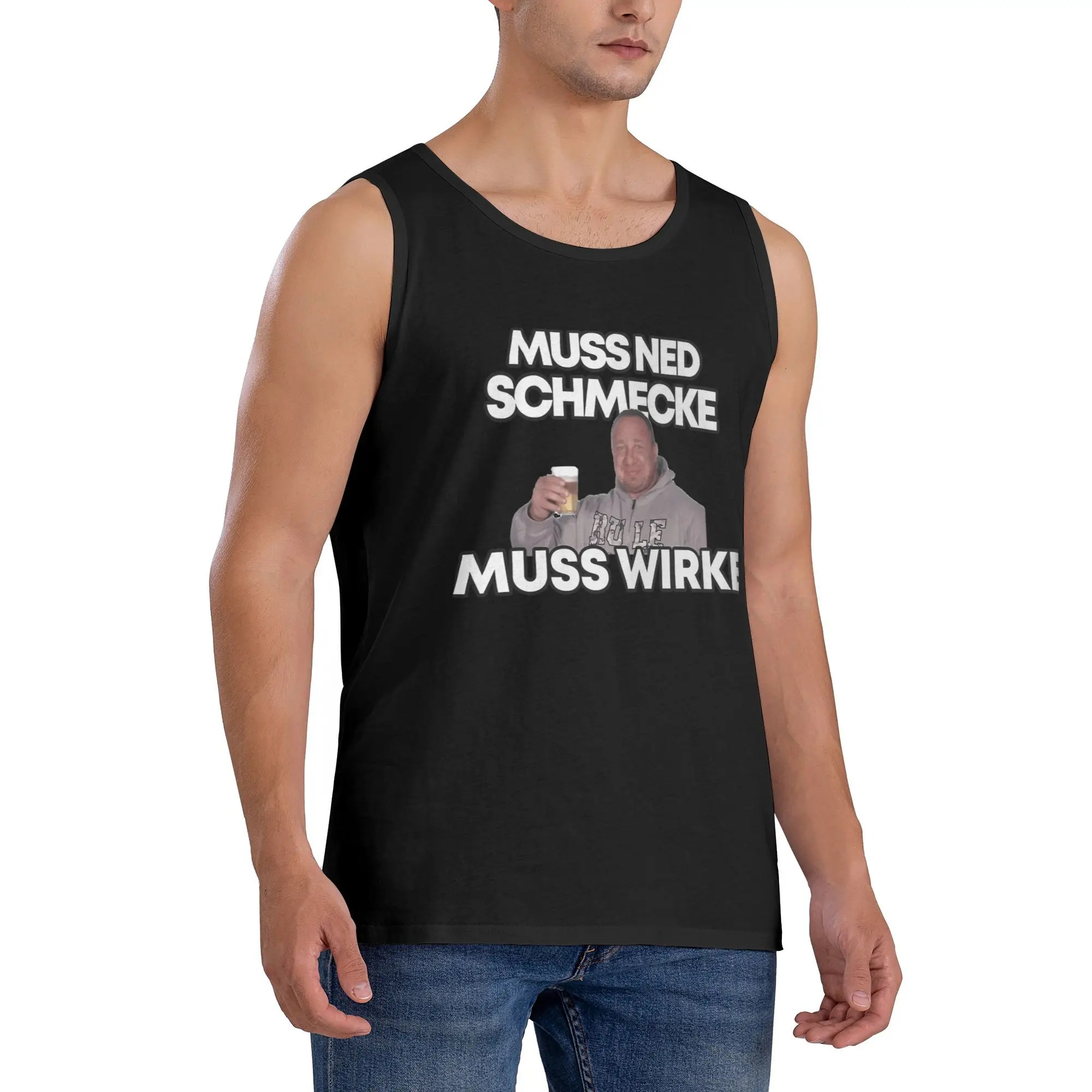 قمصان Markus Ruhl Meme بدون أكمام للرجال بنمط الشاطئ، قمصان بدون أكمام كبيرة الحجم